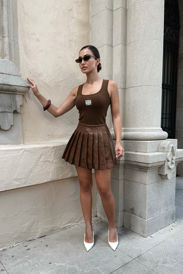 Sophi Leather Pleated Skirt