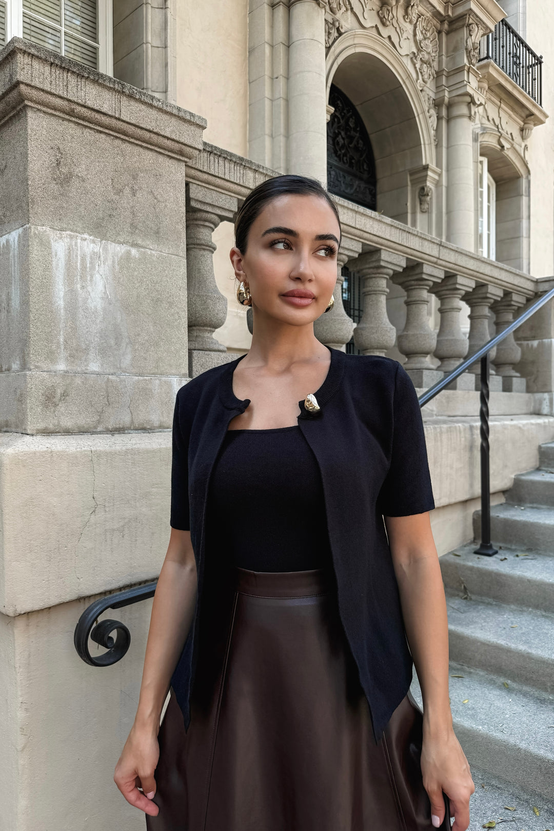 Adrianna 2-Piece Knit Top - Black