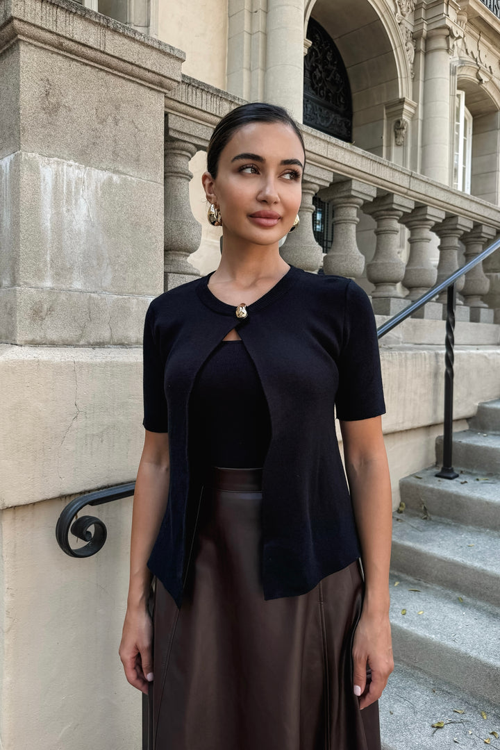 Adrianna 2-Piece Knit Top - Black