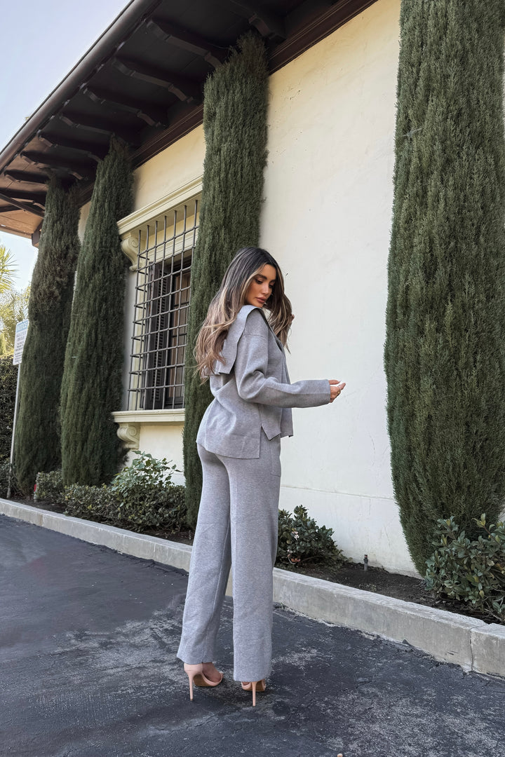 Linda Knit 3-Piece Pants Set - Grey