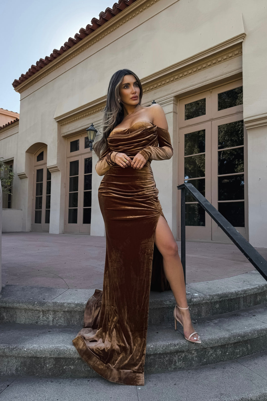 Zaide Velvet Gown - Chocolate