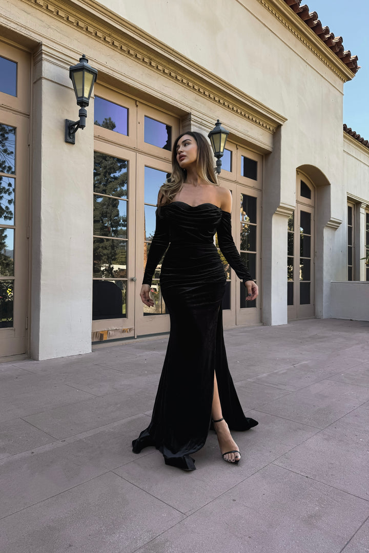 Zaide Velvet Gown - Black