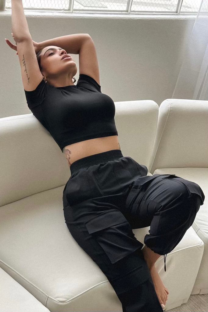 RESERVED Ribbed Crop Top - Onyx