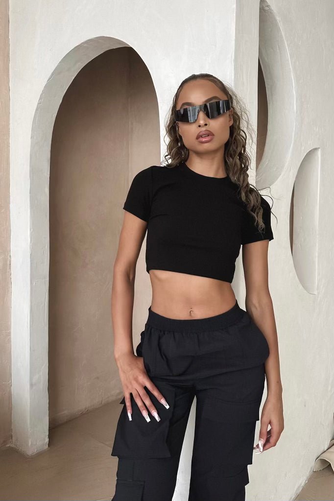 RESERVED Ribbed Crop Top - Onyx