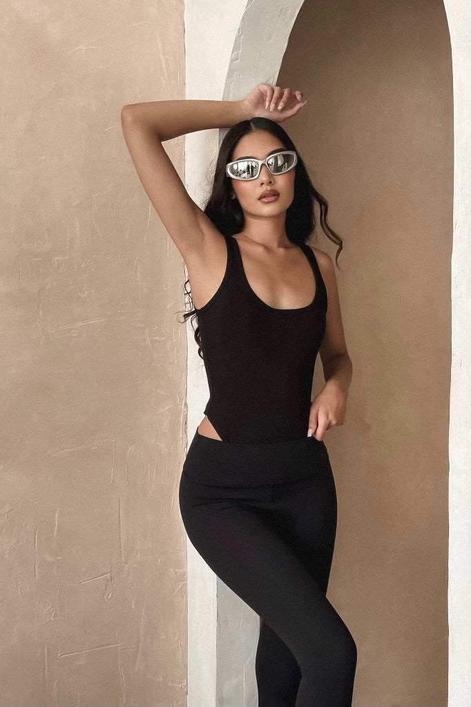 RESERVED Ribbed Tank Bodysuit - Onyx