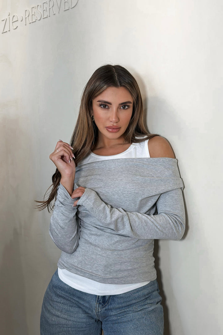 Desi Double Layer Top - Grey