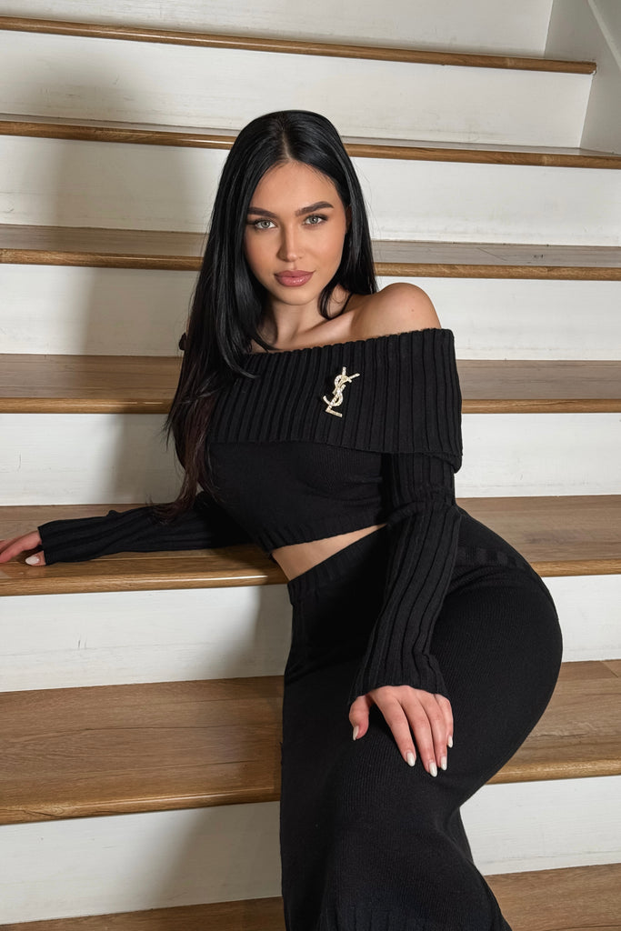 Fran Knit 2-Piece Skirt Set - Black – Zie Boutique
