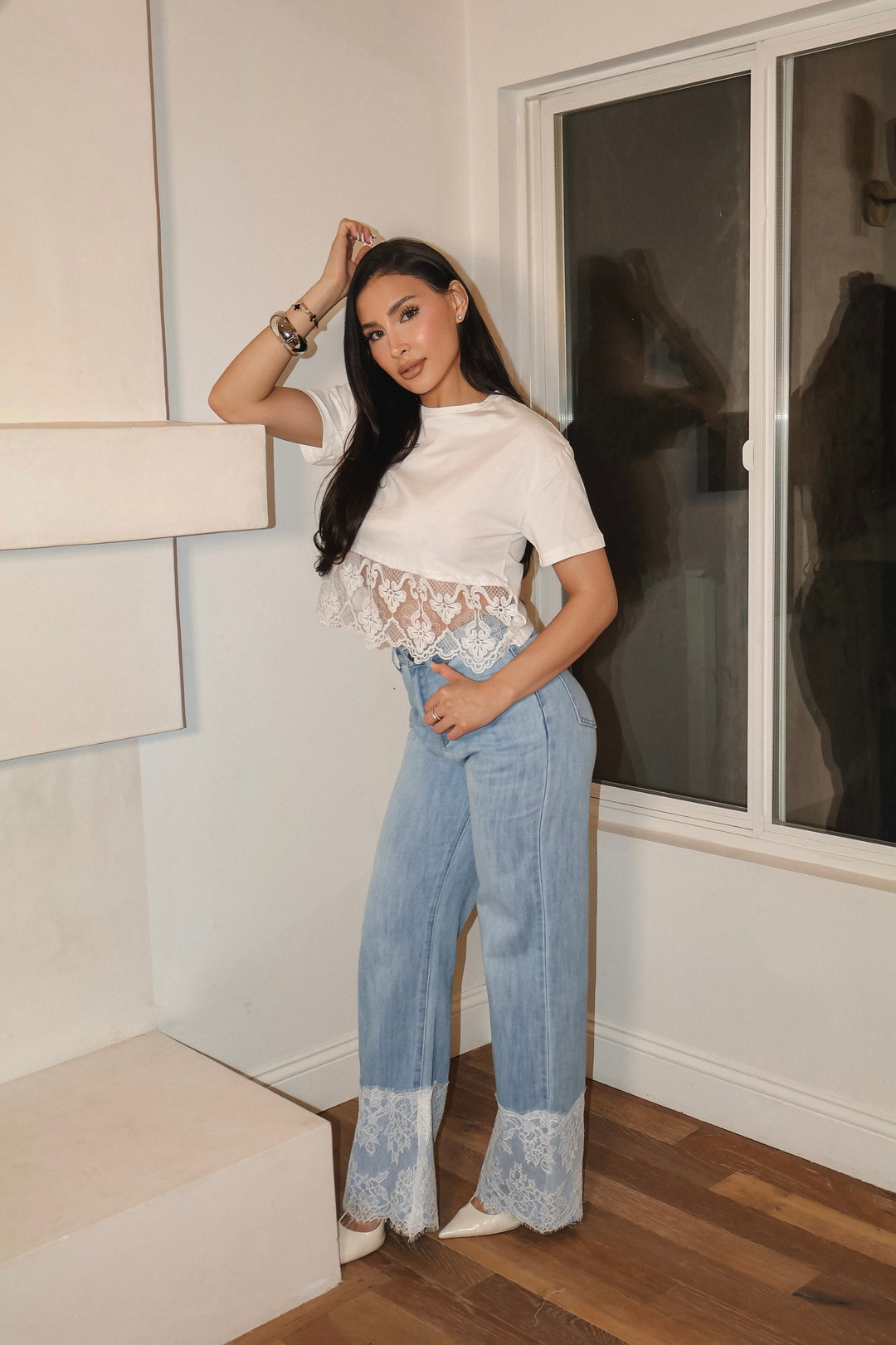 Olivetta Lace Trim Jeans