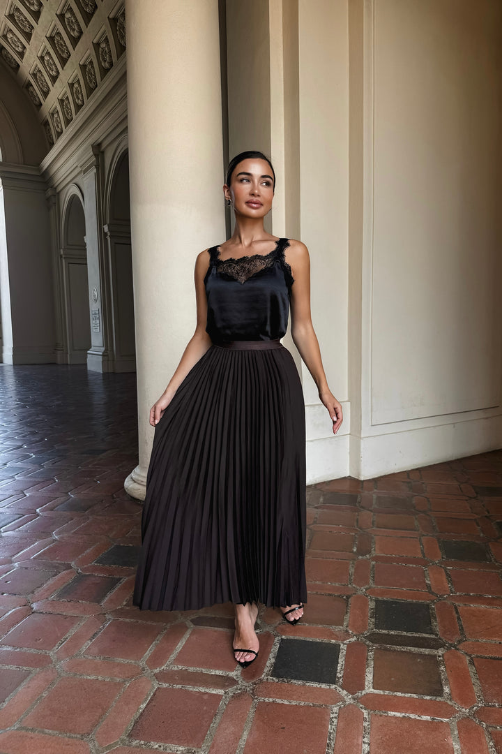 Arlene Satin Pleated Maxi Skirt