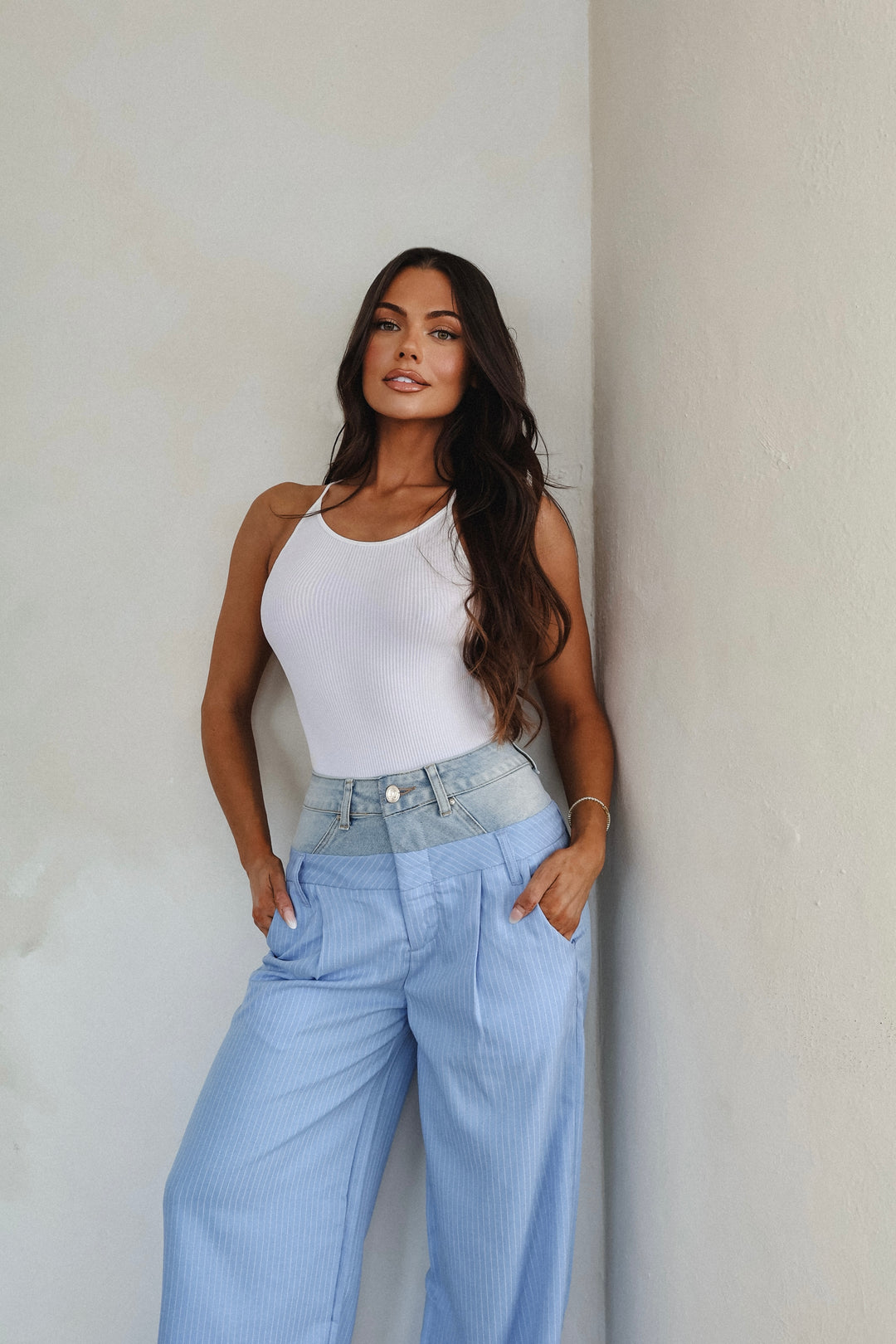 Joelle Stripe/Denim Pants
