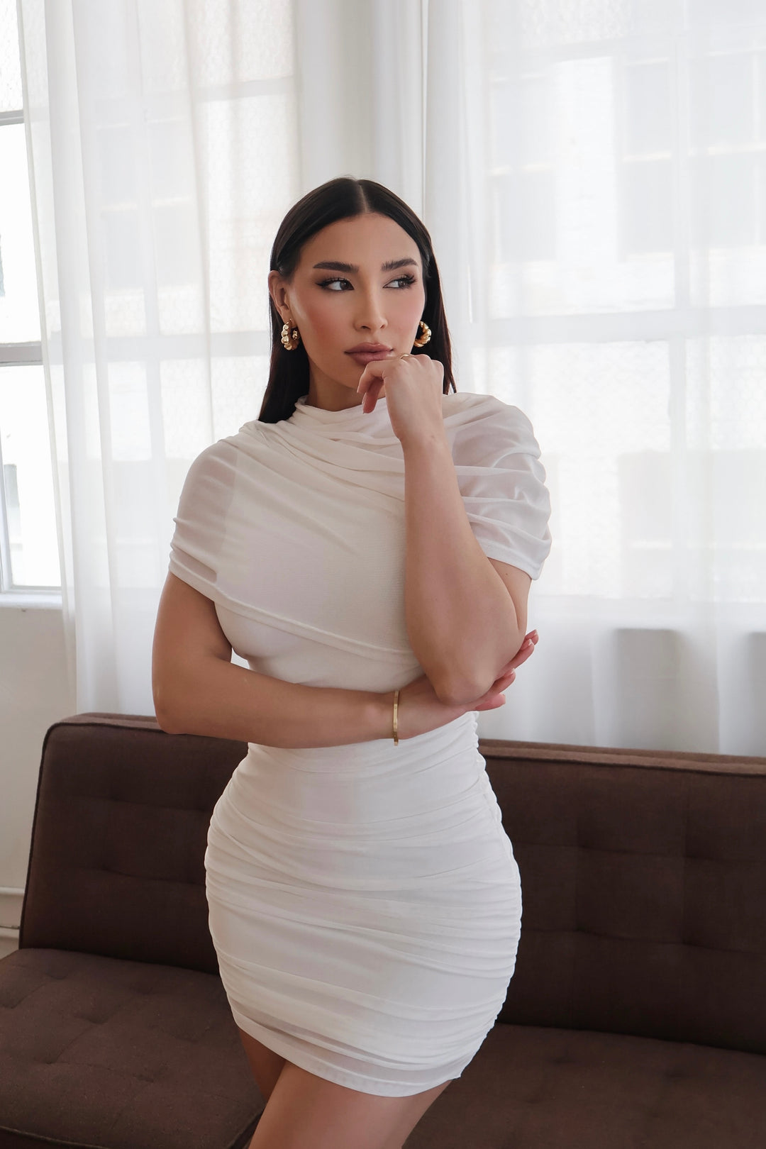 Nelly Cape Dress - White