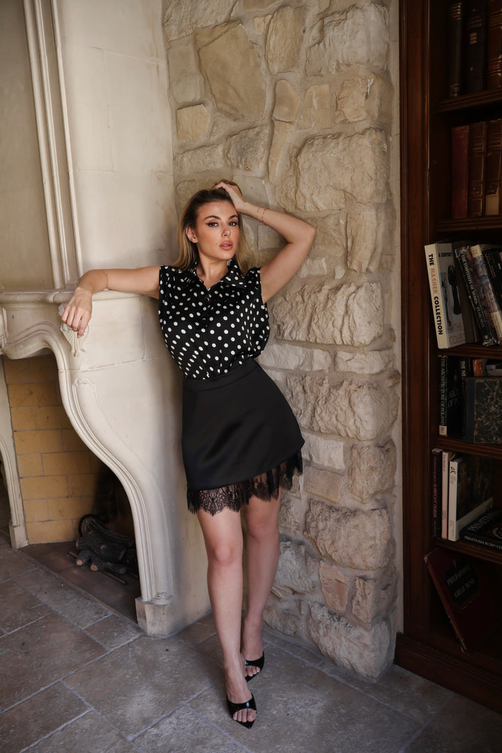 Matilda Polkadot Button Up - Black