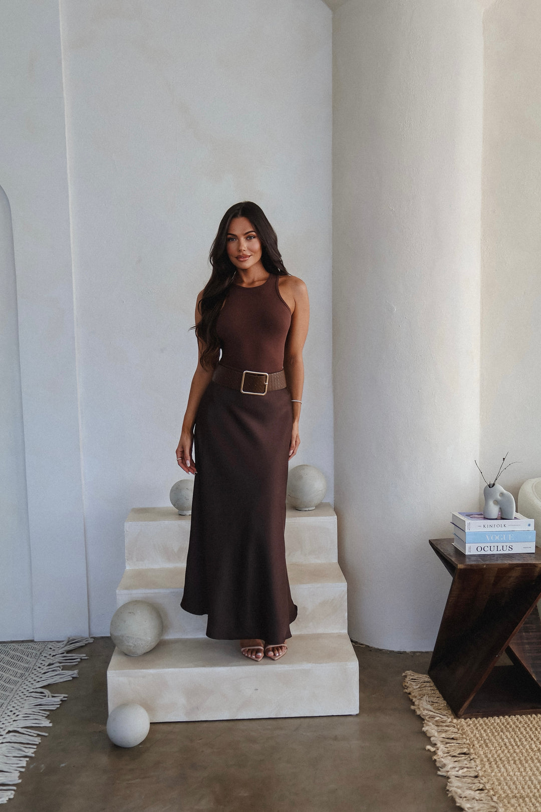 Monica Satin Skirt - Brown