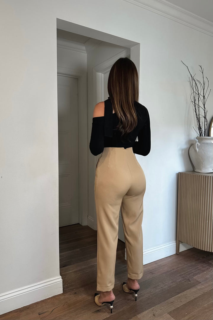 Amber High Waisted Trousers - Nude