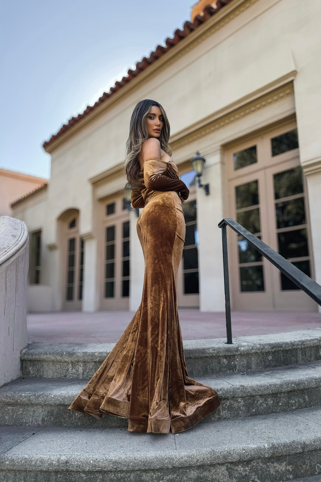 Zaide Velvet Gown - Chocolate