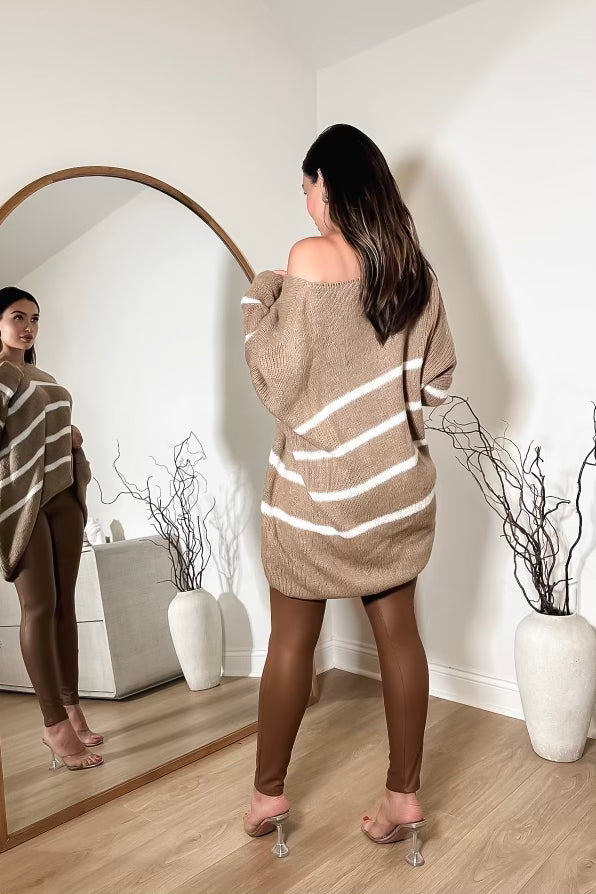 Emily Off Shoulder Striped Sweater