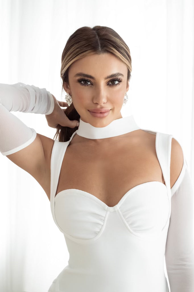 Ava Mesh Sleeve Bandage Dress