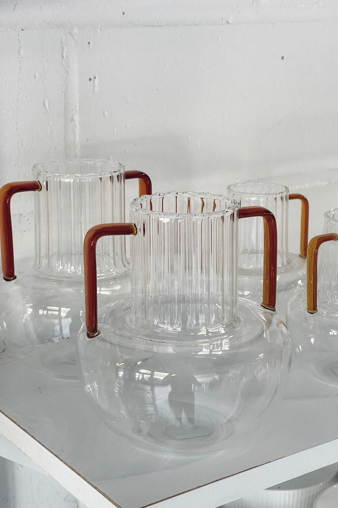 Glass Jar W/ Brown handles