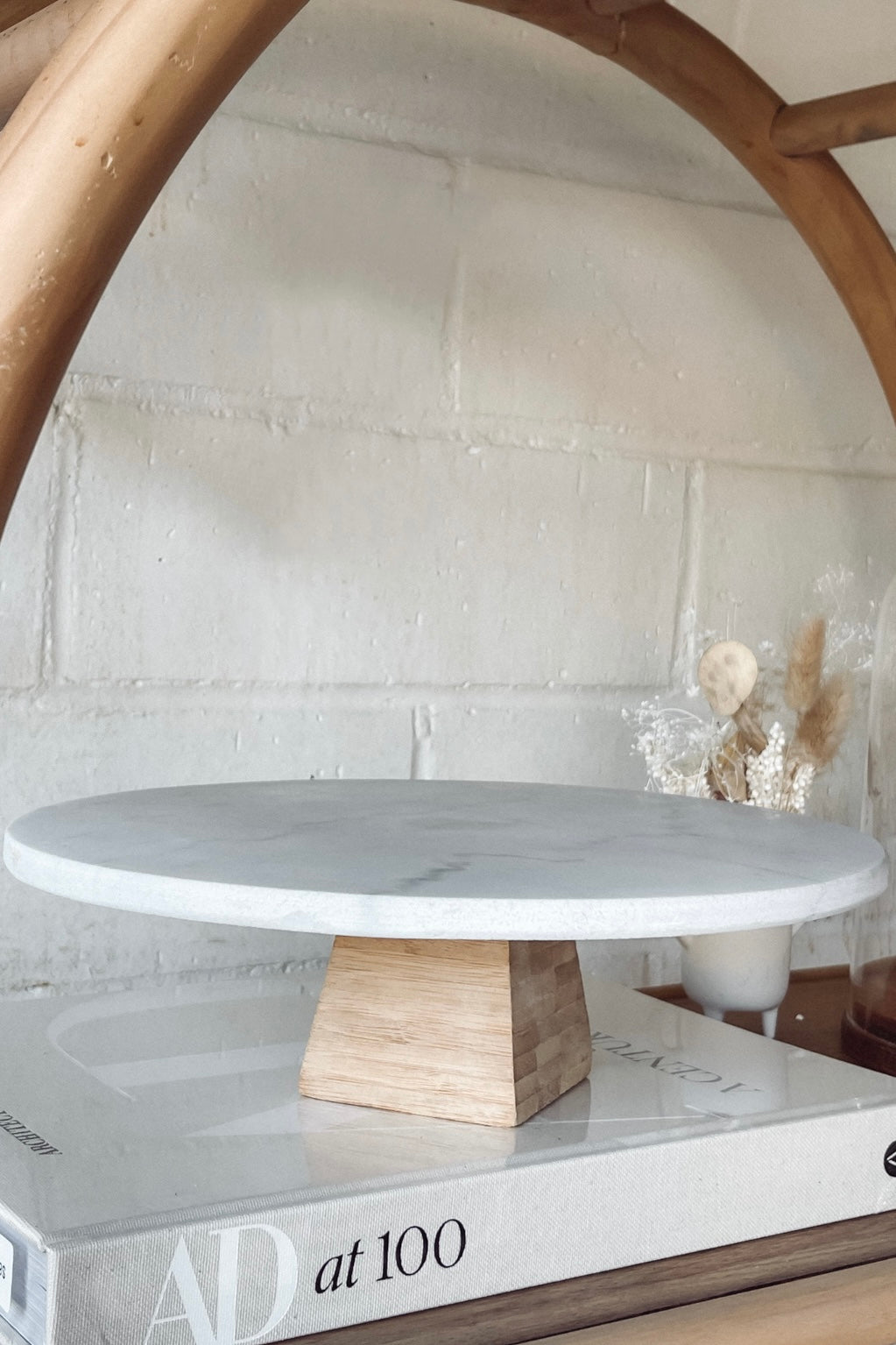 Marble + Wood Stand Cake Stand