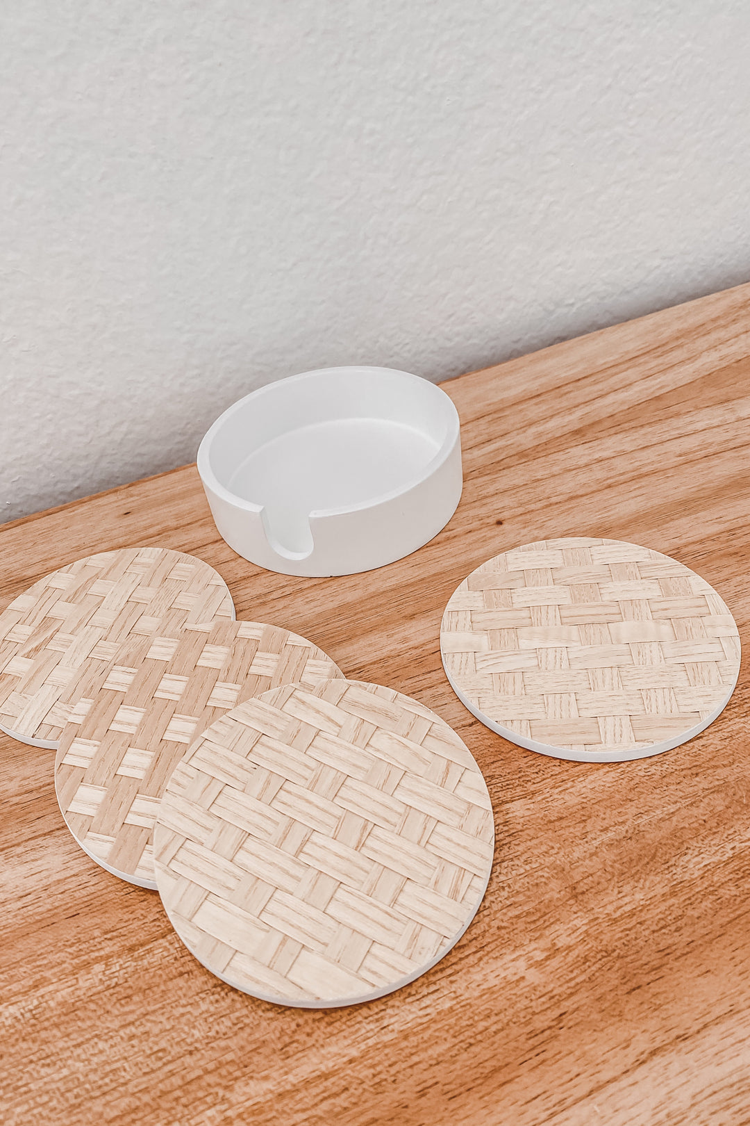Square + Round Wooden Coasters Set