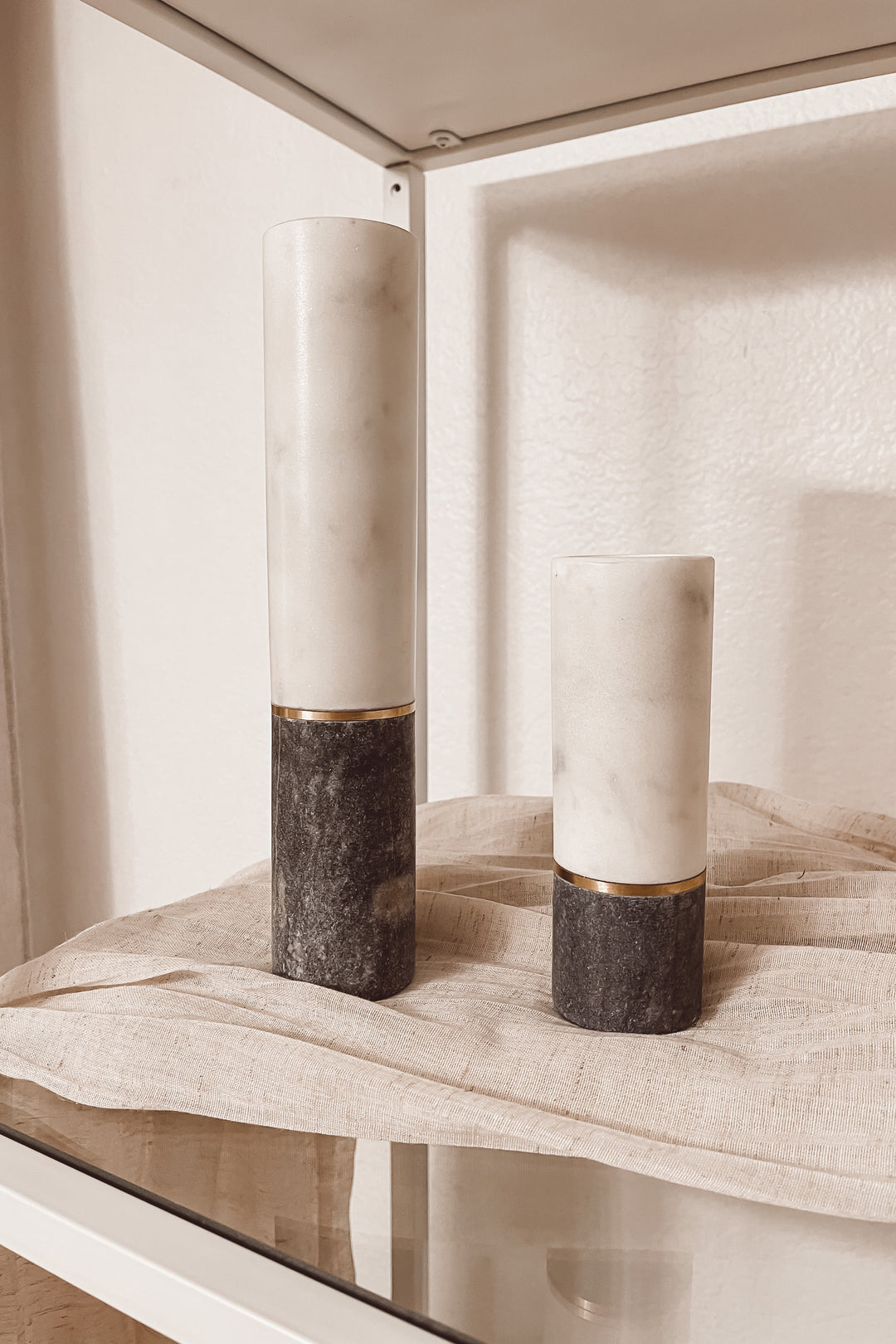 Short + Tall Marble Candle Holder