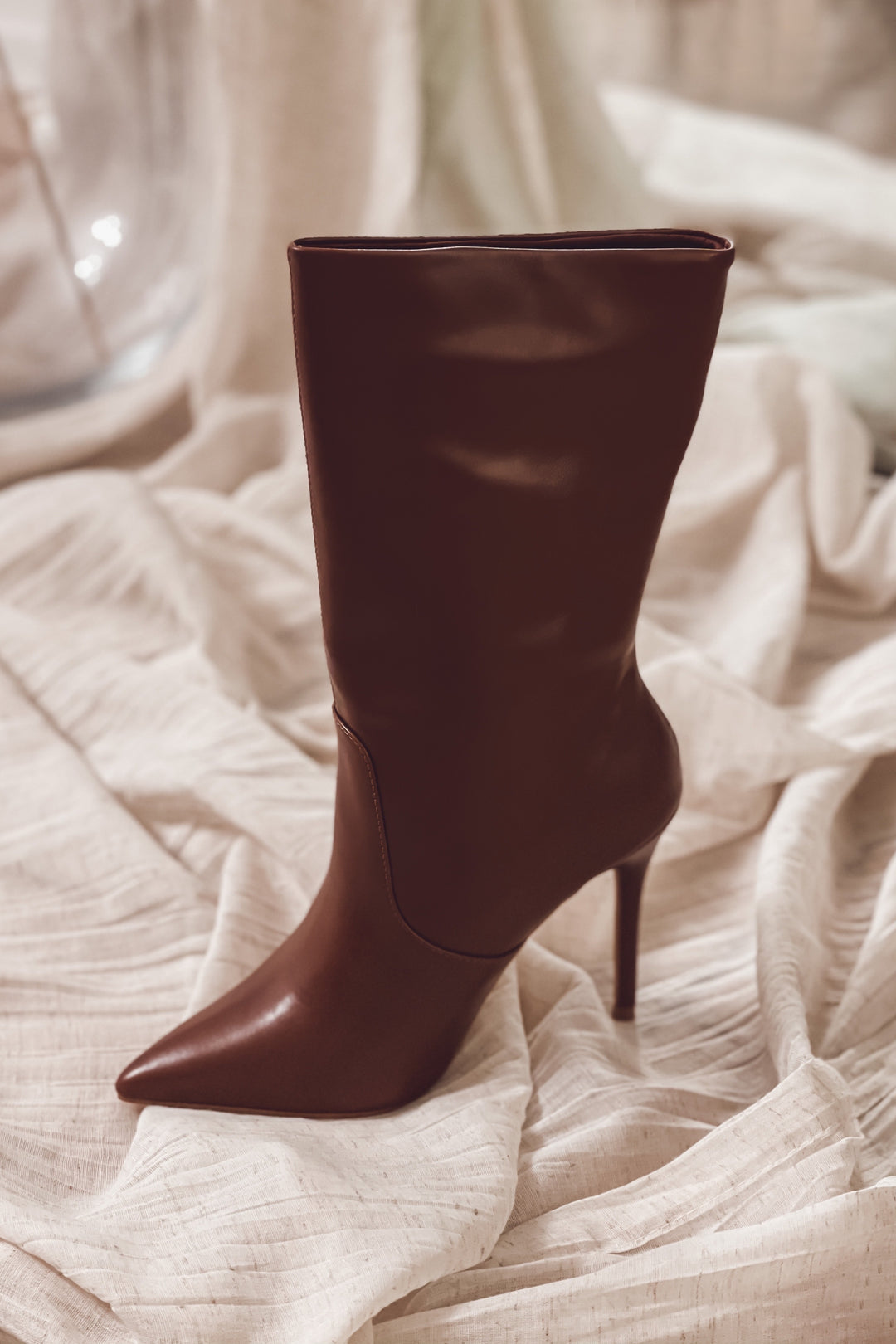 Deanne Leather Booties - Chocolate