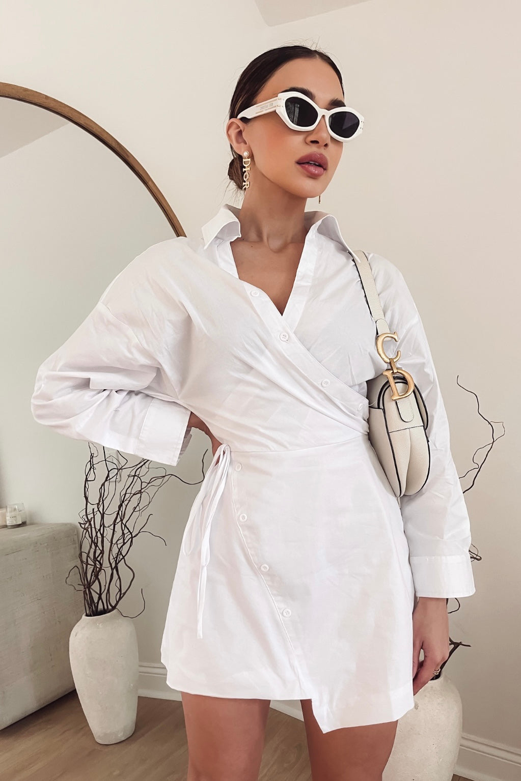 Olivie Button Up Dress - White